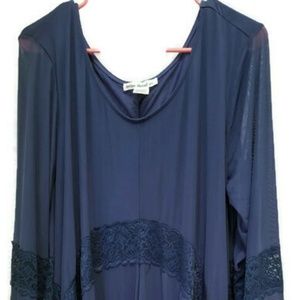 Indigo Thread Co Size 1x Nylon Lace Blouse